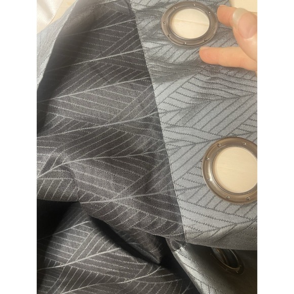 (1) JCP Home Studio Grommet Curtain Panel 50" X  84" Gray Satin Geometric - Picture 3 of 5